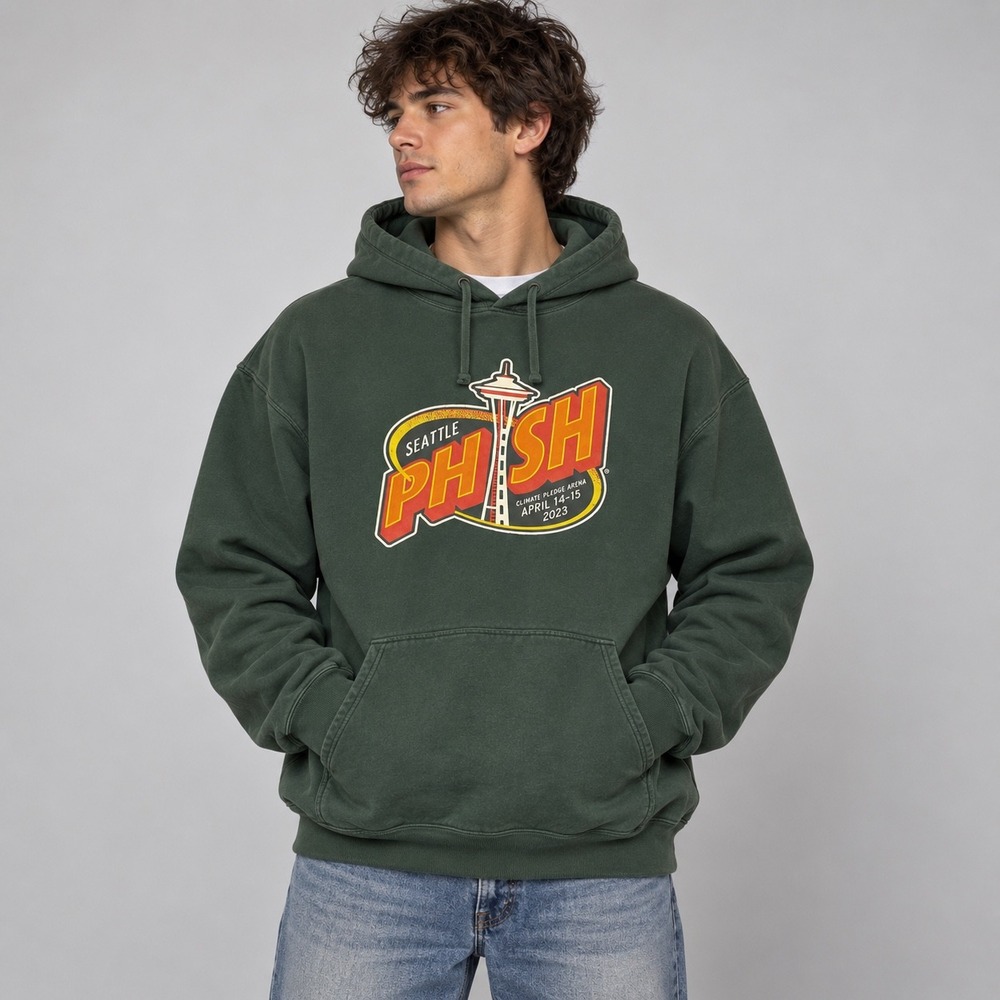 Phish Seattle Hoodie Mens XL Green 2023 Climate Pledge Arena Event Concert